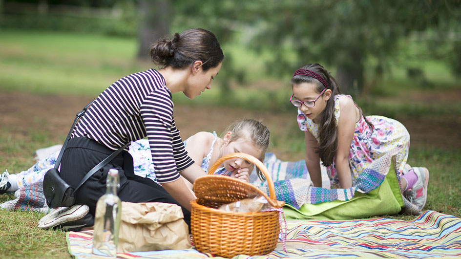A family having a picnic outdoors