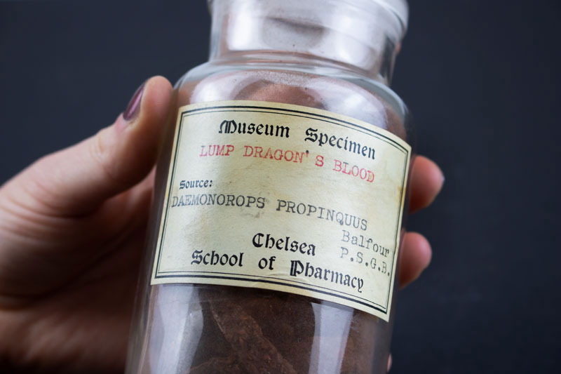 Old jar containing tree resin