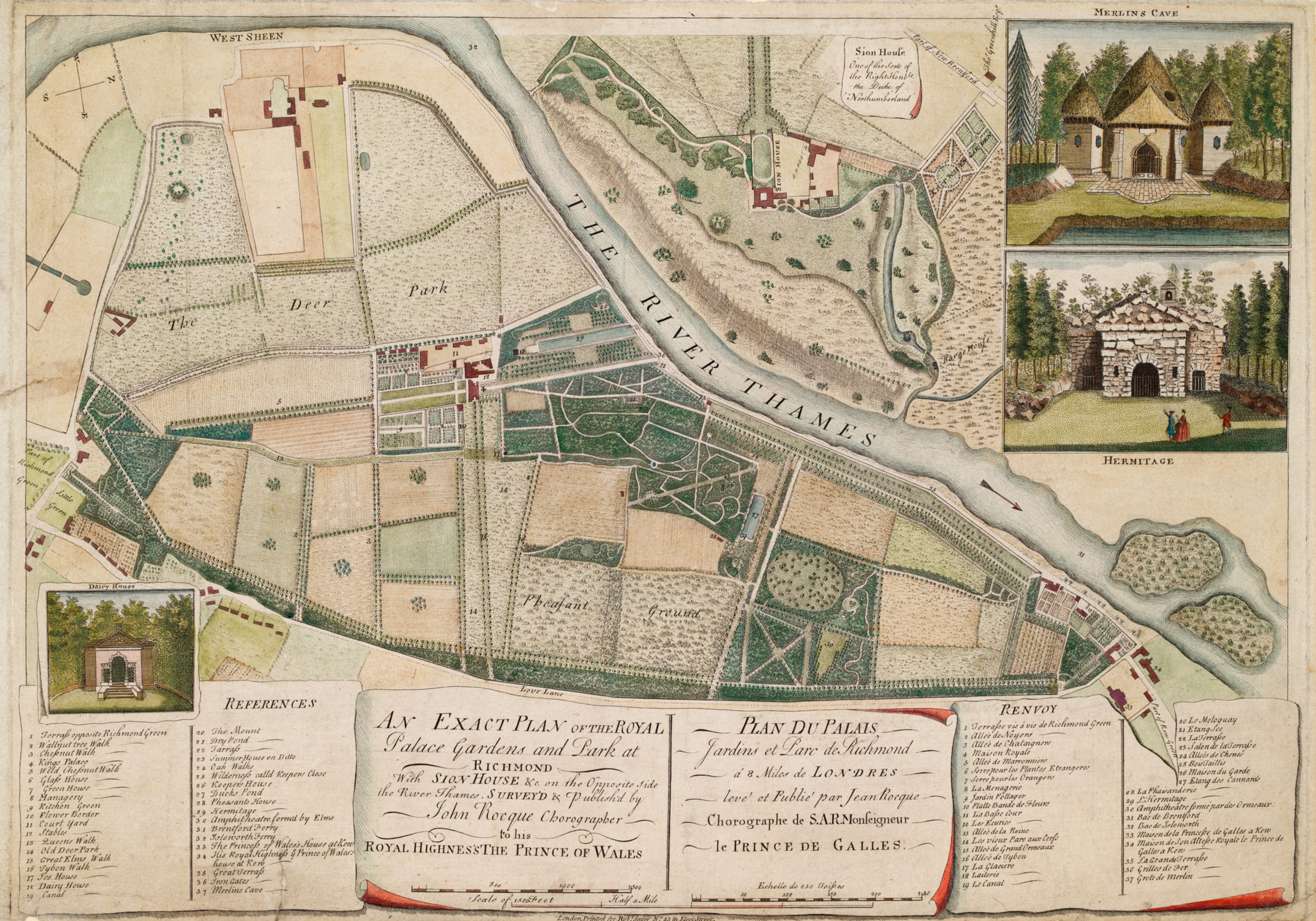 Plan of the Royal Palace Gardens and Park at Richmond in 1754