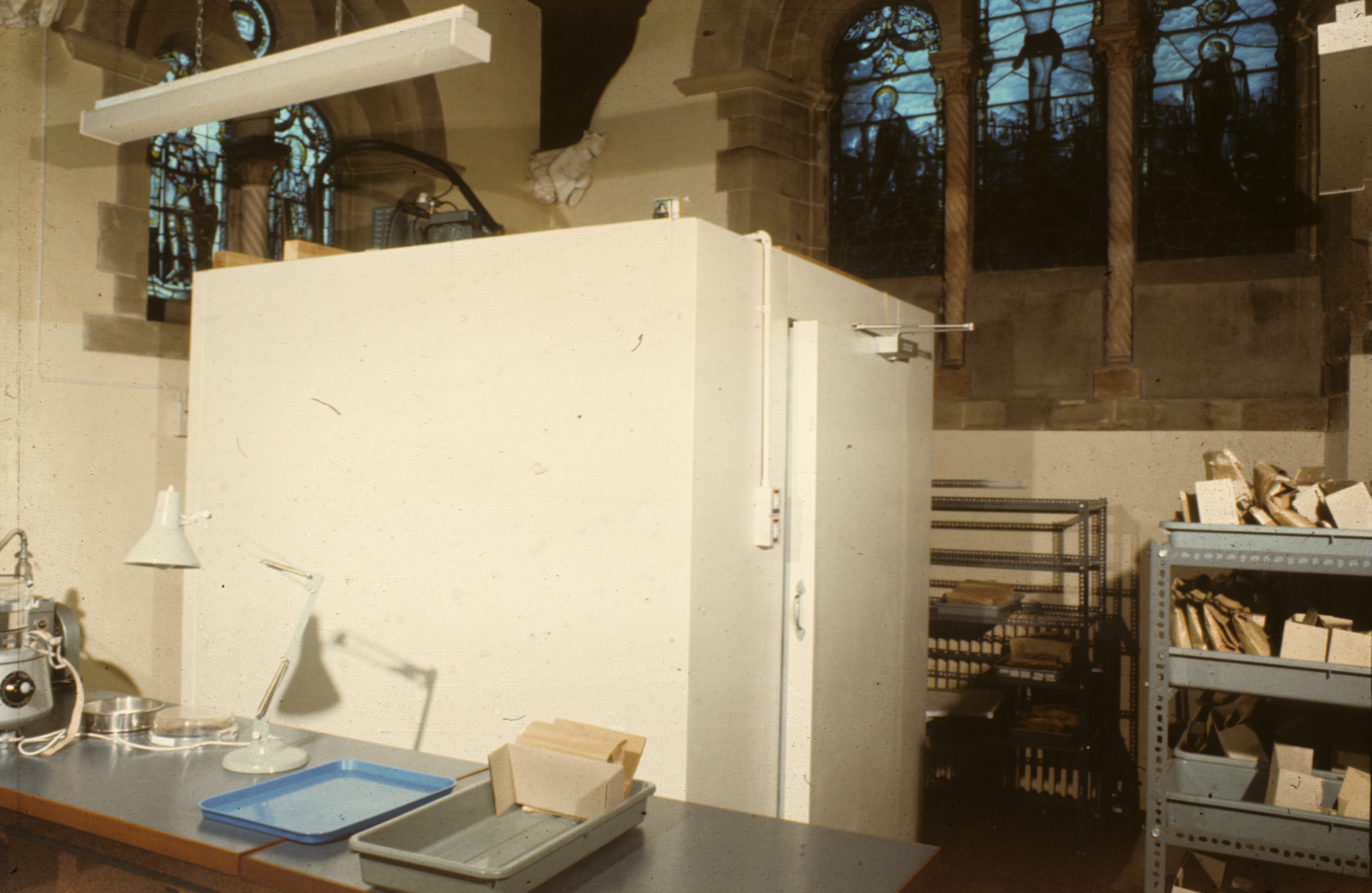 An old photograph showing a freezer in the Millennium Seed Bank chapel © RBG Kew