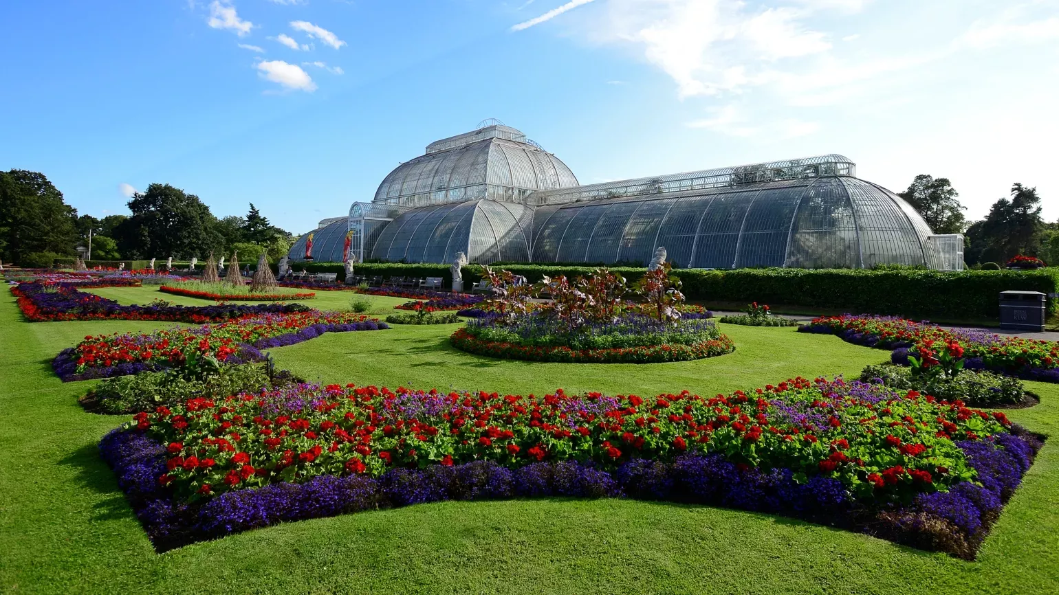 Exterior view of the Palm House in bright sunlight 