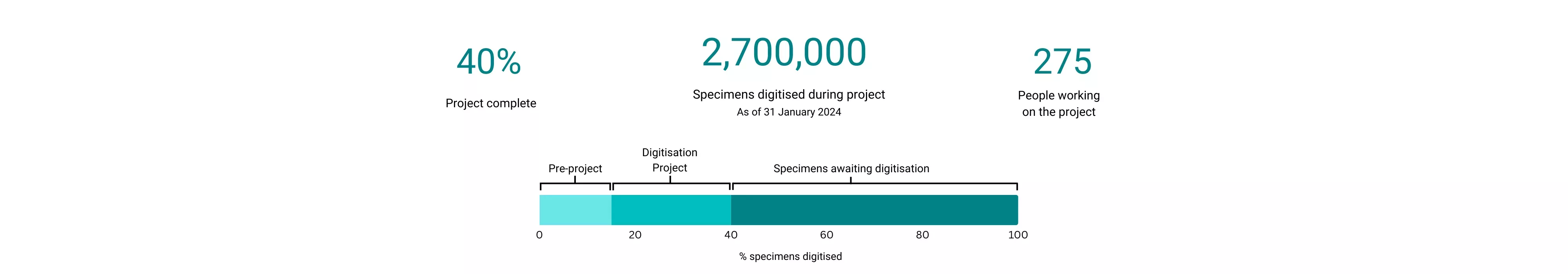 Graphic showing the Digitisation Project numbers to date