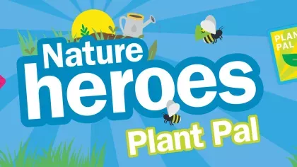 An illustrated banner announcing nature heroes plant pals